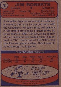 1974-75 Topps #78 Jim Roberts Back