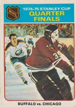 1975-76 O-Pee-Chee #6 1974-75 Stanley Cup Quarter Finals Front