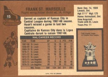 1975-76 O-Pee-Chee #15 Frank St. Marseille Back