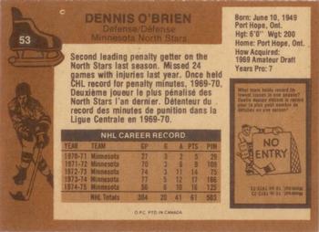 1975-76 O-Pee-Chee #53 Dennis O'Brien Back