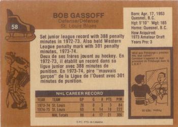 1975-76 O-Pee-Chee #58 Bob Gassoff Back