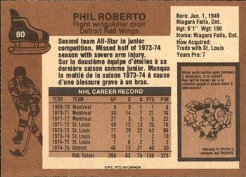 1975-76 O-Pee-Chee #80 Phil Roberto Back
