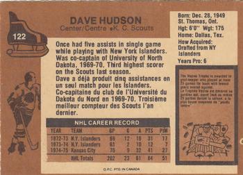 1975-76 O-Pee-Chee #122 Dave Hudson Back