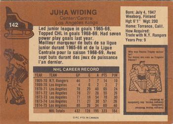 1975-76 O-Pee-Chee #142 Juha Widing Back