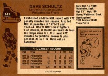 1975-76 O-Pee-Chee #147 Dave Schultz Back