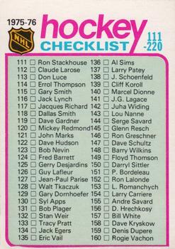 1975-76 O-Pee-Chee #171 Checklist 111-220 Front