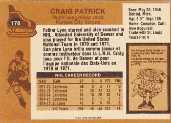 1975-76 O-Pee-Chee #178 Craig Patrick Back
