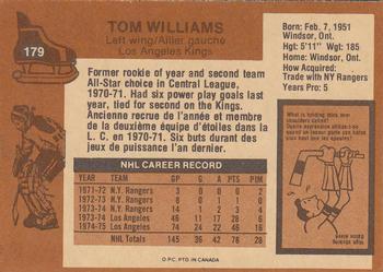 1975-76 O-Pee-Chee #179 Tom Williams Back