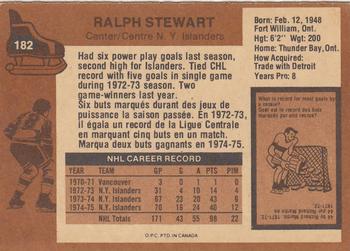 1975-76 O-Pee-Chee #182 Ralph Stewart Back