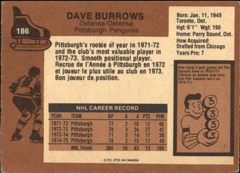 1975-76 O-Pee-Chee #186 Dave Burrows Back