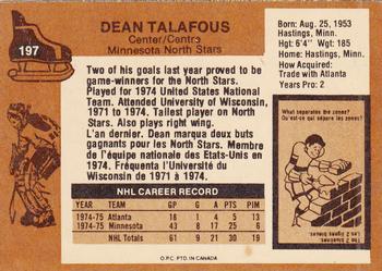 1975-76 O-Pee-Chee #197 Dean Talafous Back