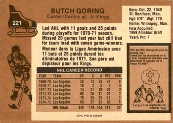 1975-76 O-Pee-Chee #221 Butch Goring Back