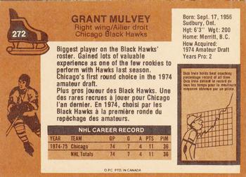 1975-76 O-Pee-Chee #272 Grant Mulvey Back