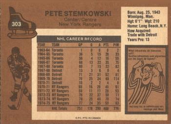 1975-76 O-Pee-Chee #303 Pete Stemkowski Back