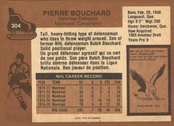 1975-76 O-Pee-Chee #304 Pierre Bouchard Back