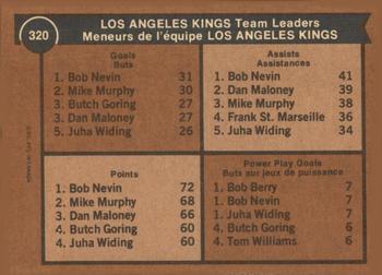 1975-76 O-Pee-Chee #320 Los Angeles Kings Team Leaders Back