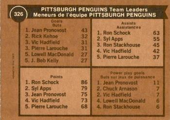 1975-76 O-Pee-Chee #326 Pittsburgh Penguins Team Leaders Back