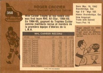 1975-76 O-Pee-Chee #350 Roger Crozier Back