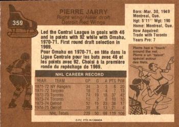 1975-76 O-Pee-Chee #359 Pierre Jarry Back