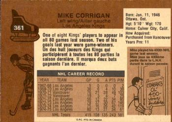 1975-76 O-Pee-Chee #361 Mike Corrigan Back