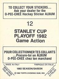 1982-83 O-Pee-Chee Stickers #12 Richard Brodeur Back