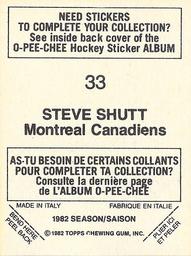 1982-83 O-Pee-Chee Stickers #33 Steve Shutt Back