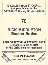 1982-83 O-Pee-Chee Stickers #78 Rick Middleton Back