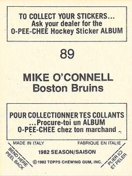 1982-83 O-Pee-Chee Stickers #89 Mike O'Connell Back