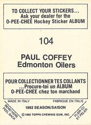 1982-83 O-Pee-Chee Stickers #104 Paul Coffey Back