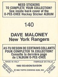 1982-83 O-Pee-Chee Stickers #140 Dave Maloney Back