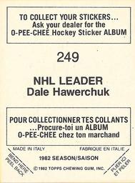1982-83 O-Pee-Chee Stickers #249 Dale Hawerchuk Back