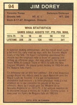 1975-76 O-Pee-Chee WHA #94 Jim Dorey Back