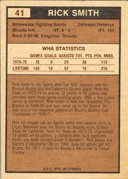 1975-76 O-Pee-Chee WHA #41 Rick Smith Back
