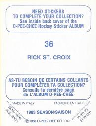 1983-84 O-Pee-Chee Stickers #36 Rick St. Croix  Back
