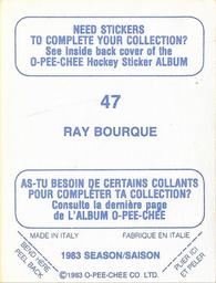 1983-84 O-Pee-Chee Stickers #47 Ray Bourque  Back