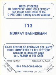 1983-84 O-Pee-Chee Stickers #113 Murray Bannerman  Back