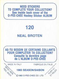 1983-84 O-Pee-Chee Stickers #120 Neal Broten  Back