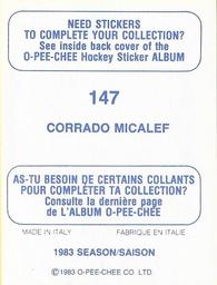 1983-84 O-Pee-Chee Stickers #147 Corrado Micalef  Back