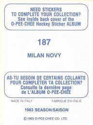 1983-84 O-Pee-Chee Stickers #187 Milan Novy  Back