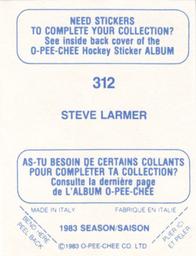 1983-84 O-Pee-Chee Stickers #312 Steve Larmer  Back