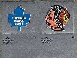 1984-85 O-Pee-Chee Stickers #6 / 23 Maple Leafs Logo / Black Hawks Logo Front