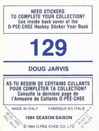 1984-85 O-Pee-Chee Stickers #129 Doug Jarvis Back