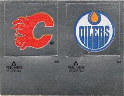 1984-85 O-Pee-Chee Stickers #236 / 246 Flames Logo / Oilers Logo Front