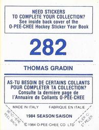 1984-85 O-Pee-Chee Stickers #282 Thomas Gradin Back