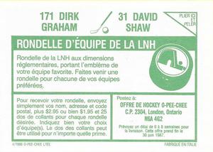 1986-87 O-Pee-Chee Stickers #31 / 171 David Shaw / Dirk Graham Back