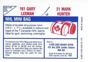 1987-88 O-Pee-Chee Stickers #21  / 161 Mark Hunter / Gary Leeman Back