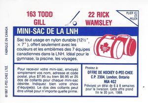 1987-88 O-Pee-Chee Stickers #22 / 163 Rick Wamsley / Todd Gill Back
