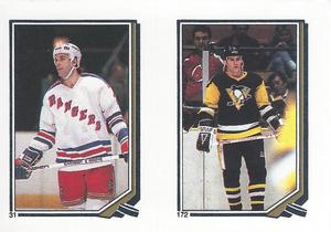 1987-88 O-Pee-Chee Stickers #31 / 172 Willie Huber / Jim Johnson Front