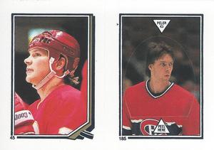 1987-88 O-Pee-Chee Stickers #45 / 185 Carey Wilson / Patrick Roy Front