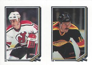 1987-88 O-Pee-Chee Stickers #58 / 199 Pat Verbeek / Brent Peterson Front